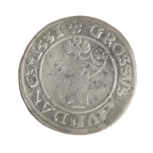 Gdansk grosz, Sigismund I the Old (King of Poland; 1506–1548). Polish coin, Jagiellon dynasty.