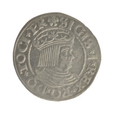 Gdansk grosz, Sigismund I the Old (King of Poland; 1506–1548). Polish coin, Jagiellonian dynasty.