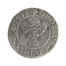 Gdansk grosz, Sigismund I the Old (King of Poland; 1506–1548). Polish coin, Jagiellon dynasty.