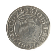 Gdansk grosz, Sigismund I the Old (King of Poland; 1506–1548). Polish coin, Jagiellon dynasty.