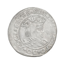 Prussian grosz, Sigismund I the Old (King of Poland; 1506–1548). Obverse: Crowned male bust in