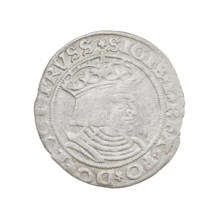 Prussian grosz, Sigismund I the Old (King of Poland; 1506–1548); 1528; Torun, Poland. Obverse: