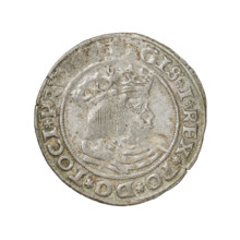 Prussian grosz, Sigismund I the Old (King of Poland; 1506–1548). Obverse: crowned male bust in
