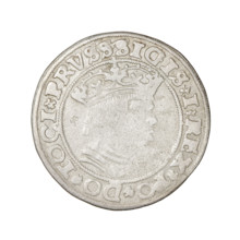 Prussian grosz, Sigismund I the Old (King of Poland; 1506–1548). Obverse: Crowned male bust in