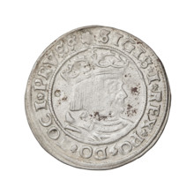 Prussian grosz, Sigismund I the Old (King of Poland; 1506–1548). Obverse: Crowned male bust in