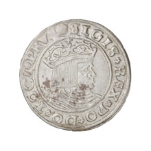Prussian grosz, Sigismund I the Old (King of Poland; 1506–1548). Obverse: crowned male bust in