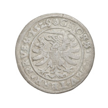 Prussian grosz, 1529, Torun, Poland. Obverse: Crowned male bust in profile turned to the right; in