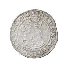 Prussian grosz, Sigismund I the Old (King of Poland; 1506–1548). Obverse: Crowned male bust in