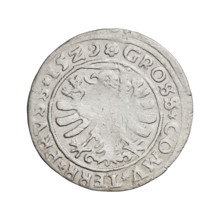 Prussian grosz, Sigismund I the Old (King of Poland; 1506–1548). Obverse: Crowned male bust in