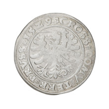 Prussian grosz, Sigismund I the Old (King of Poland; 1506–1548), 1529, Torun, Poland; silver coin.