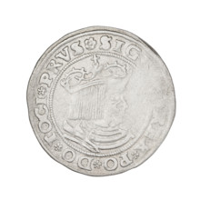 Prussian grosz, Sigismund I the Old (King of Poland; 1506–1548); silver coin, 1529, Torun, Poland.