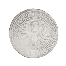 Prussian grosz, Sigismund I the Old (King of Poland; 1506–1548); silver coin, 1529, Torun, Poland.