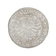 Prussian grosz, Sigismund I the Old (King of Poland; 1506–1548); obverse: crowned male bust in