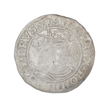 Prussian grosz, Sigismund I the Old (King of Poland; 1506–1548). Obverse: crowned male bust in
