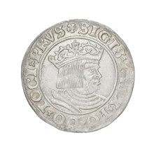 Prussian grosz, 1530. Obverse: crowned male bust in profile turned to the right, in the rim between