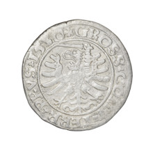 Prussian grosz, Sigismund I the Old (King of Poland; 1506–1548). Obverse: Crowned male bust in