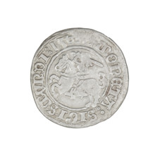 Lithuanian half-grosz, Sigismund I the Old (king of Poland; 1506–1548). Obverse: Pogon (Lithuanian