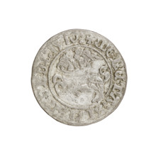Lithuanian half-grosz, Sigismund I the Old (King of Poland; 1506–1548). Obverse: Pogon (Lithuanian