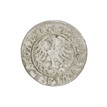 Lithuanian half-grosz, Sigismund I the Old (King of Poland; 1506–1548). Obverse: Pogon (Lithuanian