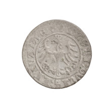 Lithuanian half-grosz, Sigismund I the Old (King of Poland; 1506–1548). Obverse: Pogon (Lithuanian