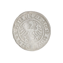 Lithuanian half-grosz, Sigismund I the Old (King of Poland; 1506–1548). Obverse: Pogon (Lithuanian