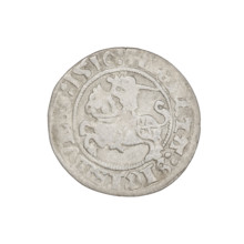 Lithuanian half-grosz, Sigismund I the Old (King of Poland; 1506–1548). Obverse: Pogon (Lithuanian