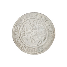Lithuanian half-grosz, Sigismund I the Old (King of Poland, 1506–1548). Obverse: Pogon (mounted