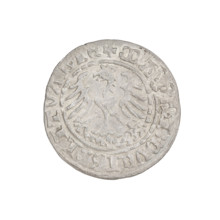 Lithuanian half-grosz, Sigismund I the Old (King of Poland; 1506–1548). Obverse: Pogon (Lithuanian