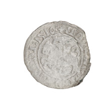 Lithuanian half-grosz, Sigismund I the Old (king of Poland; 1506–1548). Obverse: Pogon (Lithuanian