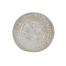 Lithuanian half-grosz, Sigismund I the Old (King of Poland; 1506–1548). Obverse: Pogon (Lithuanian
