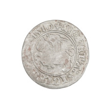 Lithuanian half-grosz, Sigismund I the Old (king of Poland; 1506–1548); Obverse: Pogon (Lithuanian