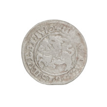 Lithuanian half-grosz, Sigismund I the Old (king of Poland; 1506–1548). Obverse: Pogon (Lithuanian
