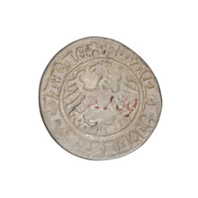 Lithuanian half-grosz, Sigismund I the Old (king of Poland; 1506–1548). Obv.: Pogon turned left; in
