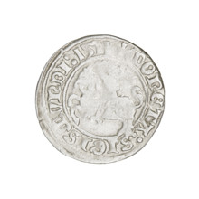 Lithuanian half-grosz, Sigismund I the Old (King of Poland; 1506–1548). Obverse: Pogon (Lithuanian