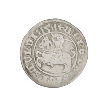 Lithuanian half-grosz, Sigismund I the Old (king of Poland; 1506–1548). Obv.: Pogon (Lithuanian