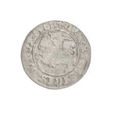 Lithuanian half-grosz, Sigismund I the Old (King of Poland; 1506–1548). Obverse: Pogon (Lithuanian