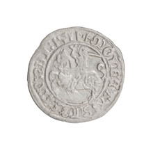 Lithuanian half-grosz, Sigismund I the Old (King of Poland; 1506–1548). Obverse: Pogon (Lithuanian