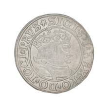 Prussian grosz, Sigismund I the Old (King of Poland; 1506–1548); obverse: crowned male bust in