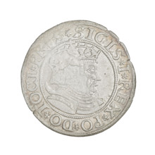 Prussian grosz, Sigismund I the Old (King of Poland; 1506–1548). Obverse: Crowned male bust in