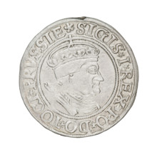 Prussian grosz, Sigismund I the Old (King of Poland; 1506–1548); silver coin (grosz), 1534.