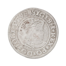Prussian grosz, Sigismund I the Old (King of Poland; 1506–1548). Obverse: Crowned male bust in