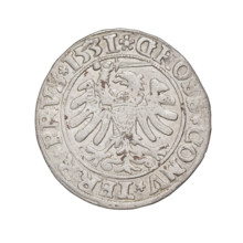 Prussian grosz, Sigismund I the Old (King of Poland; 1506–1548); 1531. Obverse: Crowned male bust