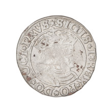Prussian grosz, Sigismund I the Old (King of Poland; 1506–1548). Obverse: Crowned male bust in