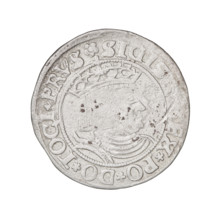 Prussian grosz, Sigismund I the Old (King of Poland; 1506–1548); obverse: crowned male bust in