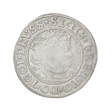Prussian grosz, Sigismund I the Old (King of Poland; 1506–1548); 1532. Obverse: crowned male bust