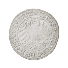 Prussian grosz, Sigismund I the Old (King of Poland; 1506–1548); obverse: crowned male bust in