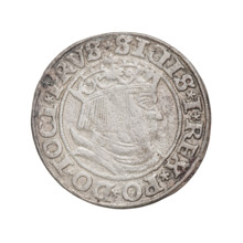 Prussian grosz, Sigismund I the Old (King of Poland; 1506–1548), 1532. Obverse: Crowned male bust