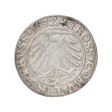 Prussian grosz, Sigismund I the Old (King of Poland; 1506–1548); silver coin, 1532. Obverse: