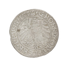 Prussian grosz, Sigismund I the Old (King of Poland; 1506–1548); 1532; Torun, Poland. Obverse: