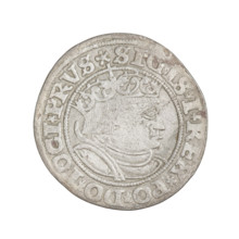 Prussian grosz, Sigismund I the Old (King of Poland; 1506–1548). Obverse: Crowned male bust in